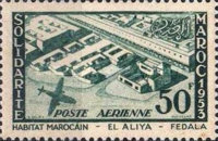 Airmail - Solidarity - Cities - Overprinted "SOLIDARITE 1953" — 50Fr, bluish green