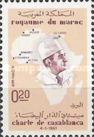 The 1st Anniversary of African Charter of Casablanca — 0.20(Dh), ochre/brownish violet, King Mohammed V.