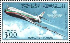 Airmail - Moroccan Transport — 3.00(Dh), multicoloured, Sud Aviation Caravelle of Royal Air Maroc