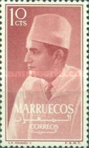 Sultan Mohammed V & Local Motifs - Inscription "MARRUECOS" — 10C, reddish brown