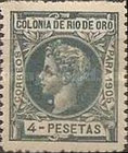 King Alfonso XIII of Spain — 4Pta, greenish blue