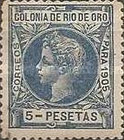 King Alfonso XIII of Spain — 5Pta, blue