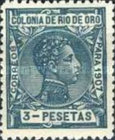 King Alfonso XIII of Spain — 3Pta, greenish blue