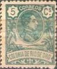 King Alfonso XIII - Control Number on Back Side — 5C, bluish green