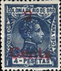 Issue of 1907 Surcharged — 2/4Pta, blue