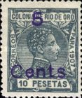 Issue of 1907 Surcharged — 5/10Pta, greenish blue