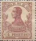 King Alfonso XIII - Control Number on Back Side — 4Pta, purple red