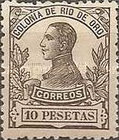 King Alfonso XIII - Control Number on Back Side — 10Pta, blackish brown