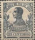King Alfonso XIII - Control Number on Back Side — 25C, blue