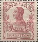 King Alfonso XIII - Control Number on Back Side — 50C, purple red