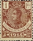 King Alfonso XIII - Blue Control Number on Back Side — 1Pta, purple