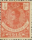 King Alfonso XIII - Blue Control Number on Back Side — 4Pta, rose