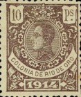 King Alfonso XIII - Blue Control Number on Back Side — 10Pta, dark violet