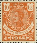 King Alfonso XIII - Blue Control Number on Back Side — 10C, brick-red