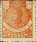 King Alfonso XIII - Blue Control Number on Back Side — 15C, orange red