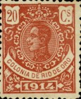 King Alfonso XIII - Blue Control Number on Back Side — 20C, purple red