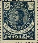 King Alfonso XIII - Blue Control Number on Back Side — 25C, blue