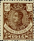 King Alfonso XIII - Blue Control Number on Back Side — 50C, brown