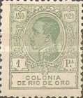 King Alfonso XIII - Blue Control Number on Back Side — 1Pta, green
