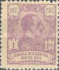 King Alfonso XIII - Blue Control on Back side — 1Pta, purple violet