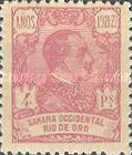 King Alfonso XIII - Blue Control on Back side — 4Pta, reddish purple