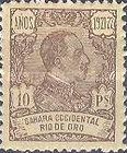 King Alfonso XIII - Blue Control on Back side — 10Pta, brown
