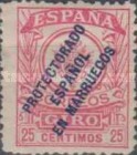 Coat of Arms - Spanish Money Order Stamps of 1911 Overprinted "PROTECTORADO - ESPAÑOL - EN MARRUECOS" — 25C, rose