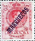 King Alfonso XIII - Spanish Postage Stamps Overprinted "MARRUECOS". See Also Spanish Post in Morocco — 10C, red