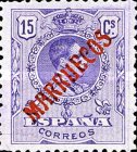 King Alfonso XIII - Spanish Postage Stamps Overprinted "MARRUECOS". See Also Spanish Post in Morocco — 15C, violet