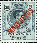 King Alfonso XIII - Spanish Postage Stamps Overprinted "MARRUECOS". See Also Spanish Post in Morocco — 30C, bluish green