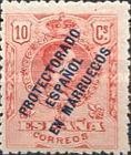 Spanish Postage Stamps Overprinted "PROTECTORADO ESPANOL - EN MARRUECOS" — 10C, red