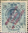 Spanish Postage Stamps Overprinted "PROTECTORADO ESPANOL - EN MARRUECOS" — 50C, greenish blue