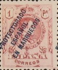 Spanish Postage Stamps Overprinted "PROTECTORADO ESPANOL - EN MARRUECOS" — 1Pta, purple carmine