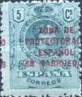 Spanish Postage Stamps Overprinted "ZONA DE - PROTECTORADO - ESPANOL - EN MARRUECOS" — 5C, dark green