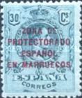 Spanish Postage Stamps Overprinted "ZONA DE - PROTECTORADO - ESPANOL - EN MARRUECOS" — 30C, bluish green