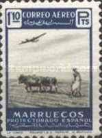 Airmail - National Picture — 1.10Pta, blue/grey