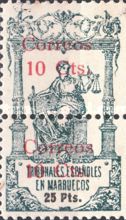 Revenue Stamps — 10+10/25 C/Pta, greenish grey