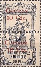 Revenue Stamps — 10+10/50 C/Pta, slate blue