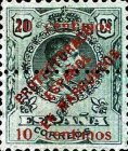 King Alfonso XIII - No. 19 & 21 Halfed and Surcharged — 10+10/20 C, bronce green