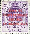 Spanish Postage Stamps Overprinted "ZONA DE - PROTECTORADO - ESPANOL - EN MARRUECOS" — 20C, violet