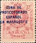 Spanish Postage Stamps Overprinted "ZONA DE - PROTECTORADO - ESPANOL - EN MARRUECOS" — 40C, carmine rose