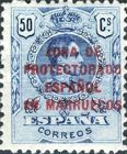 Spanish Postage Stamps Overprinted "ZONA DE - PROTECTORADO - ESPANOL - EN MARRUECOS" — 50C, bluish green