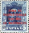 Spanish Postage Stamps Overprinted "ZONA DE - PROTECTORADO - ESPANOL - EN MARRUECOS" — 40C, blue