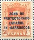 Spanish Postage Stamps Overprinted "ZONA DE - PROTECTORADO - ESPANOL - EN MARRUECOS" — 50C, orange