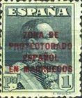 Spanish Postage Stamps Overprinted "ZONA DE - PROTECTORADO - ESPANOL - EN MARRUECOS" — 1Pta, slate blue