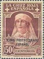 Red Cross - Not Issued Spanish Stamps Overprinted "ZONE PROTECTORADO ESPANOL" — 50C, reddish brown