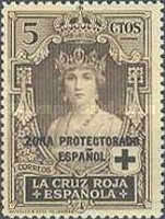 Red Cross - Not issued Spanish Stamps Overprinted "ZONA PROTECTORADO ESPANOL" — 5C, blackish brown