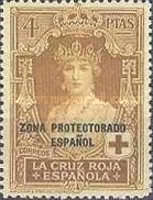 Red Cross - Not Issued Spanish Stamps Overprinted "ZONE PROTECTORADO ESPANOL" — 4Pta, yellowish brown