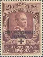 Red Cross - Not issued Spanish Stamps Overprinted "ZONA PROTECTORADO ESPANOL" — 20C, violet brown