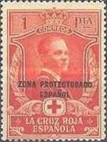 Red Cross - Not Issued Spanish Stamps Overprinted "ZONE PROTECTORADO ESPANOL" — 1Pta, orange red